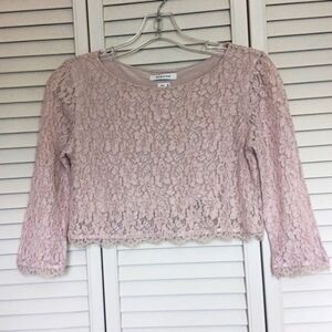 ARITZIA Babaton Stuart Lace Cropped Blouse in Rose Nude, Size XXS